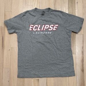 Youth Eclipse Lacrosse short sleeve t-shirt, Grey/white/red, Youth Large